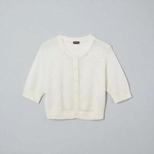 Torrid Pointell Lace Button down Cropped Shrug.  Off White 3x